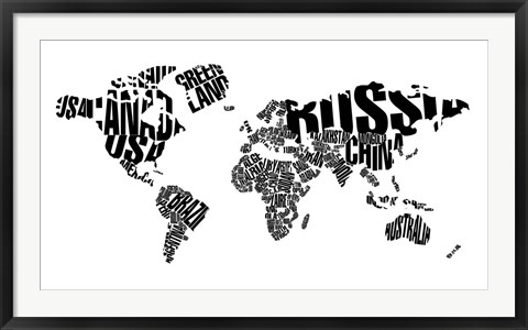 Framed Typography World Map 5 Print