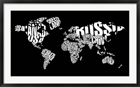 Framed Typography World Map 6 Print