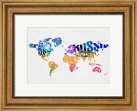 Framed Typography World Map 7 Print