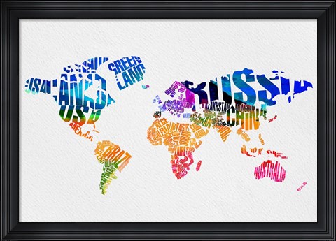Framed Typography World Map 7 Print