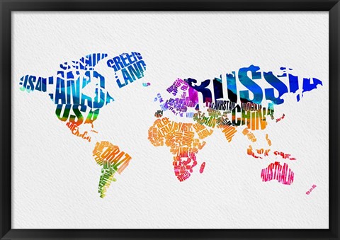 Framed Typography World Map 7 Print