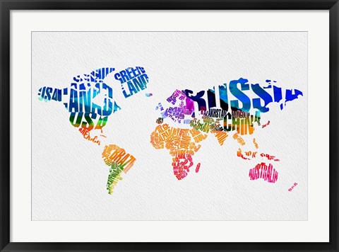 Framed Typography World Map 7 Print