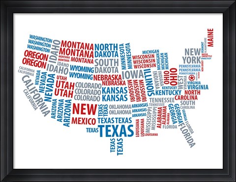 Framed Typography USA Map Print