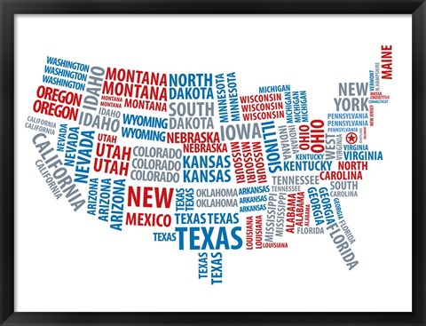 Framed Typography USA Map Print