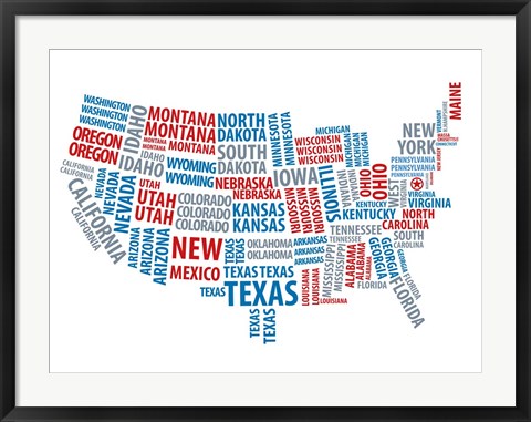 Framed Typography USA Map Print