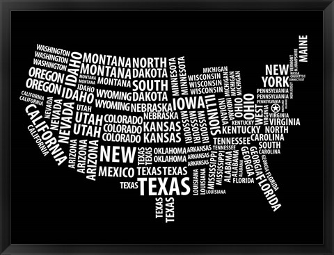 Framed Typography USA Map Print