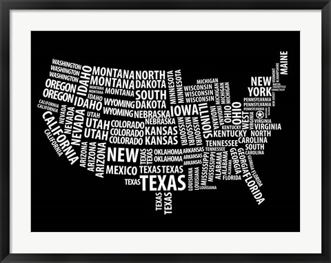 Framed Typography USA Map Print