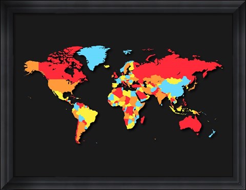 Framed World Map Countries Print