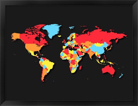 Framed World Map Countries Print