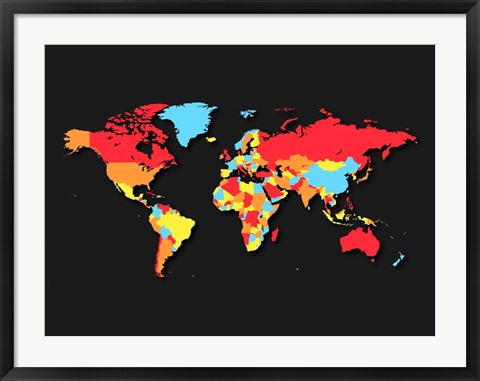 Framed World Map Countries Print