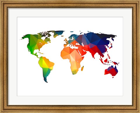 Framed World Polygon Map 1 Print