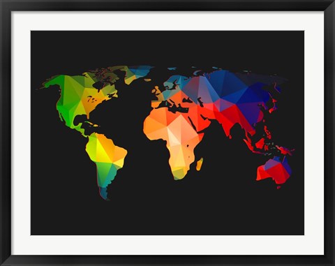 Framed World Wire Map 1 Print