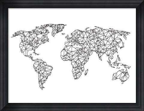 Framed World Wire Map 2 Print