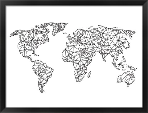 Framed World Wire Map 2 Print