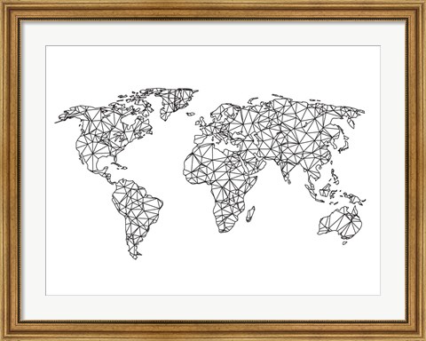 Framed World Wire Map 2 Print