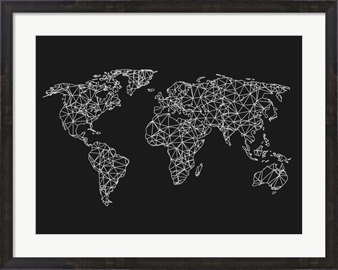 Framed World Wire Map 3 Print