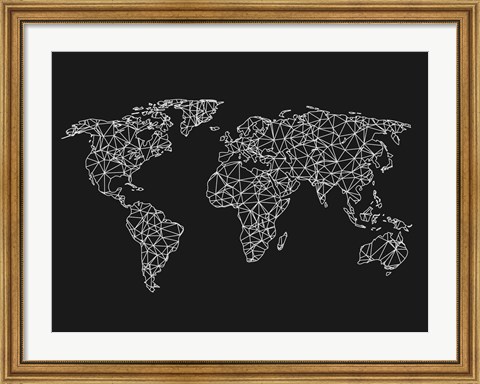 Framed World Wire Map 3 Print