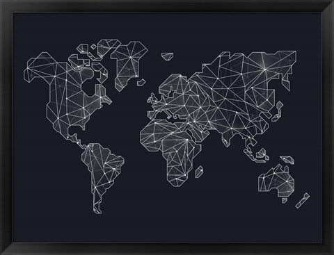 Framed World Wire Map 4 Print