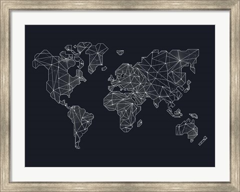 Framed World Wire Map 4 Print