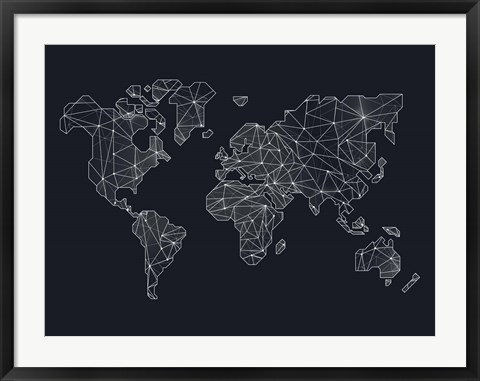 Framed World Wire Map 4 Print