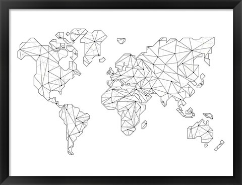Framed World Wire Map 5 Print