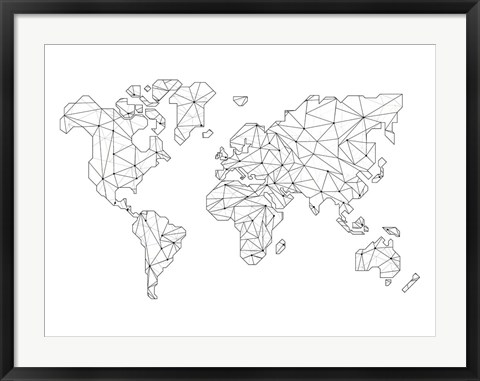 Framed World Wire Map 5 Print