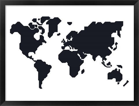 Framed World Map Stylized Print