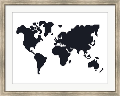 Framed World Map Stylized Print