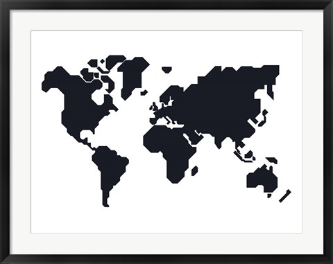 Framed World Map Stylized Print