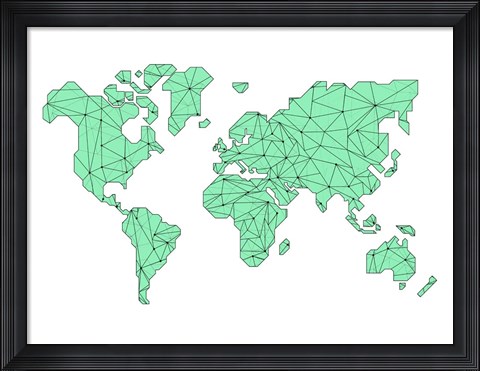Framed World Map Green Print