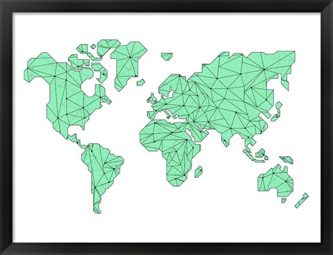 Framed World Map Green Print