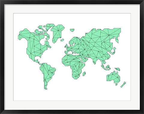 Framed World Map Green Print