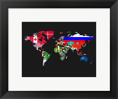 Framed World Map Contry Flags 1 Print