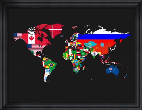 Framed World Map Contry Flags 1 Print
