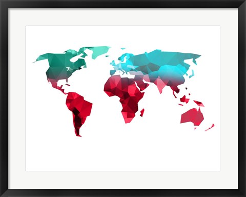 Framed Polygon World Map 1 Print