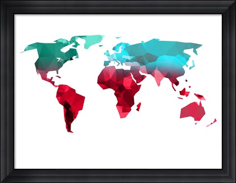 Framed Polygon World Map 1 Print