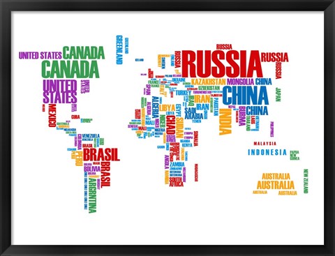 Framed Typography World Map 8 Print