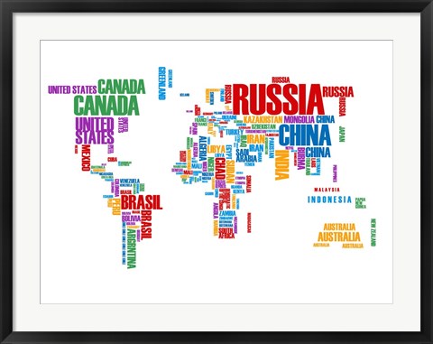 Framed Typography World Map 8 Print