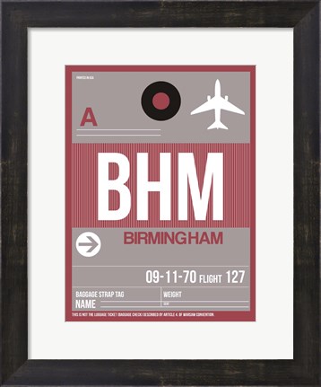 Framed BHM Birmingham Luggage Tag II Print