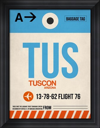 Framed TUS Tuscon Luggage Tag I Print