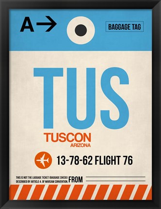 Framed TUS Tuscon Luggage Tag I Print