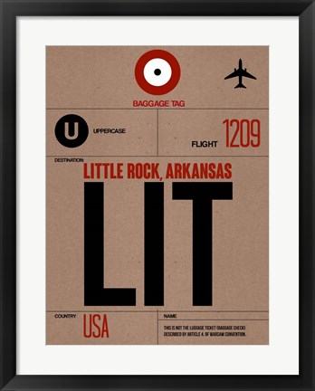 Framed LIT Little Rock Luggage Tag I Print