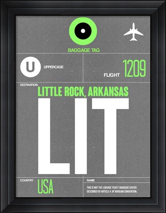 Framed LIT Little Rock Luggage Tag II Print