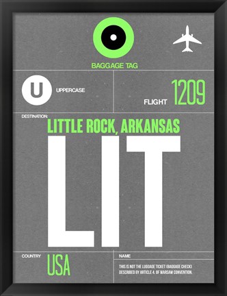 Framed LIT Little Rock Luggage Tag II Print