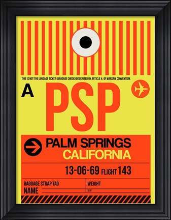 Framed PSP Palm Springs Luggage Tag I Print