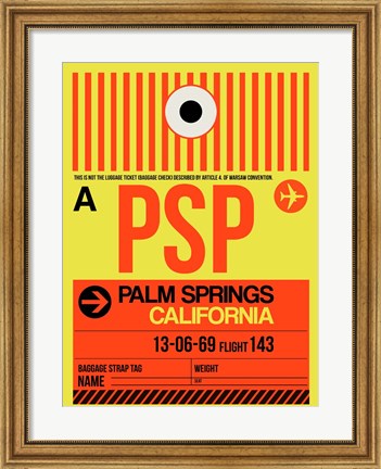 Framed PSP Palm Springs Luggage Tag I Print