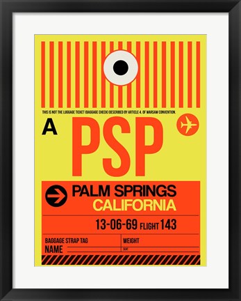 Framed PSP Palm Springs Luggage Tag I Print