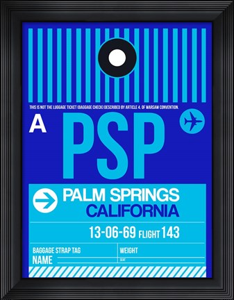 Framed PSP Palm Springs Luggage Tag II Print