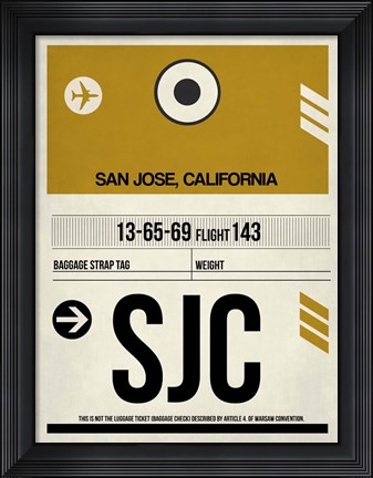 Framed SJC San Jose Luggage Tag I Print
