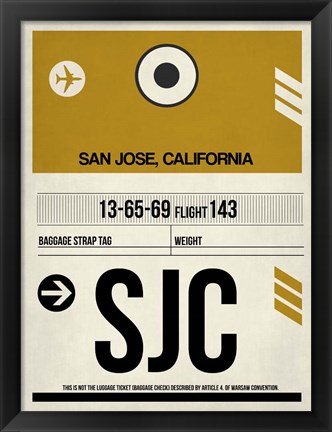 Framed SJC San Jose Luggage Tag I Print